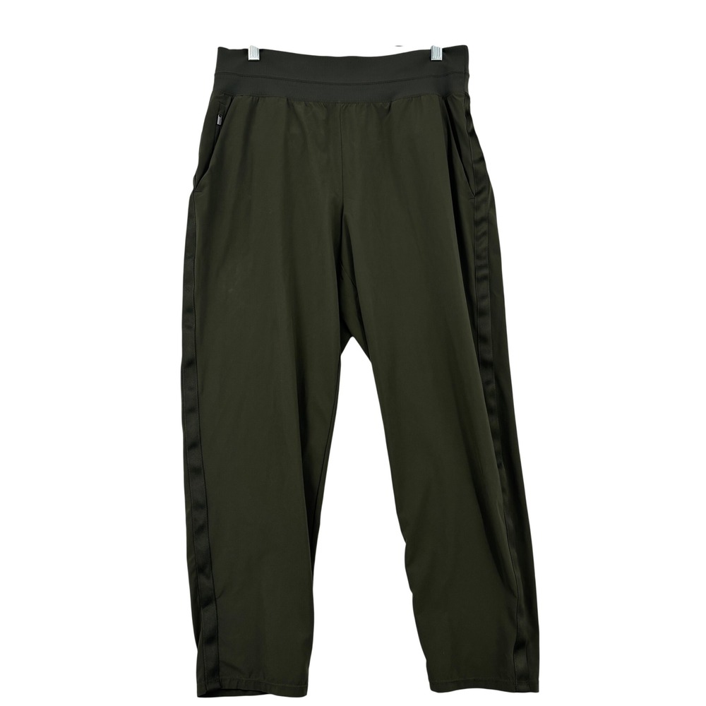 Athleta Nolita Slim Tapered Crop Pant Size 14T Olive Green Stretch Side Stripe